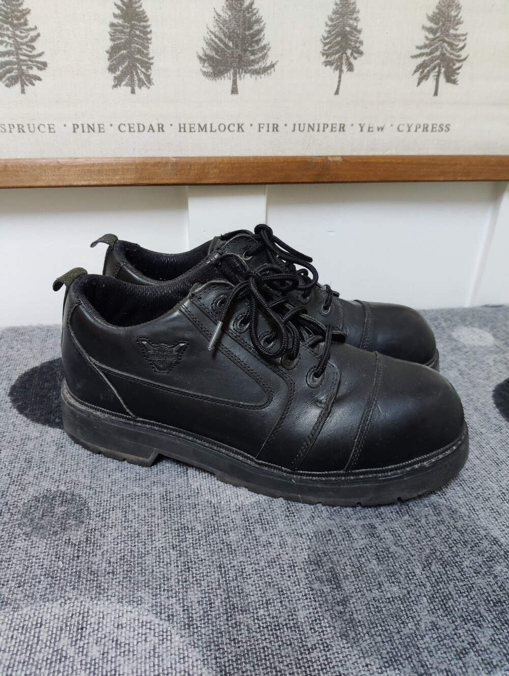 Harley Davidson Black Leather Protective Work Shoes Steel Safety Toe Size 12